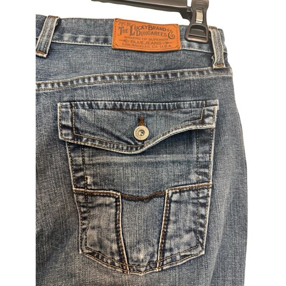 Lucky Brand 181 Bootleg Mens 34x31 Blue Denim Jeans Made In USA - Picture 3 of 7